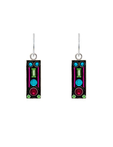 E489-BB Moonlight Rectangle Earrings- Bermuda Blue