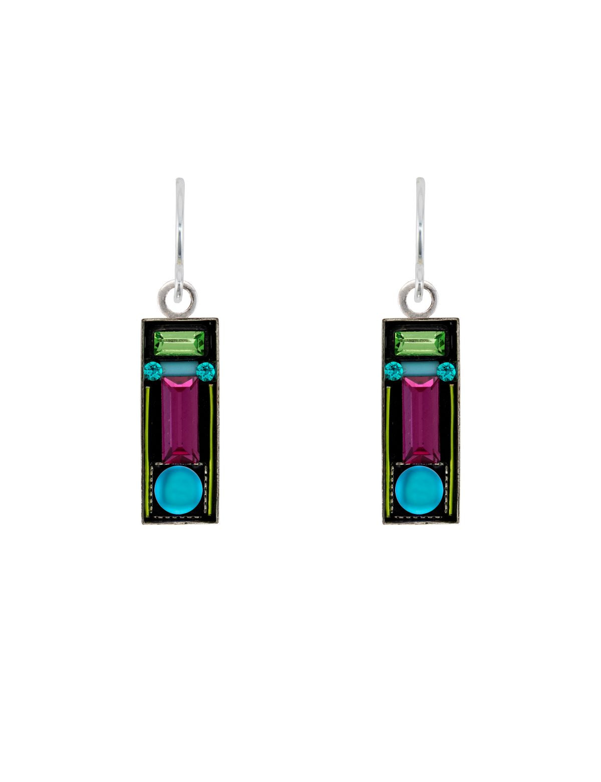 E490-BB Moonlight Rectangle Earrings- Bermuda Blue