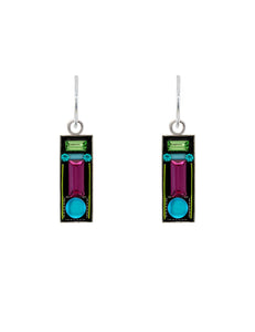 E490-BB Moonlight Rectangle Earrings- Bermuda Blue