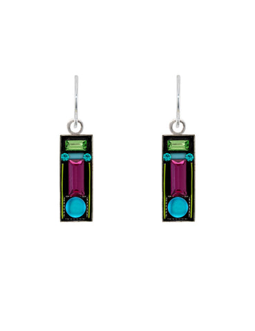 E490-BB Moonlight Rectangle Earrings- Bermuda Blue