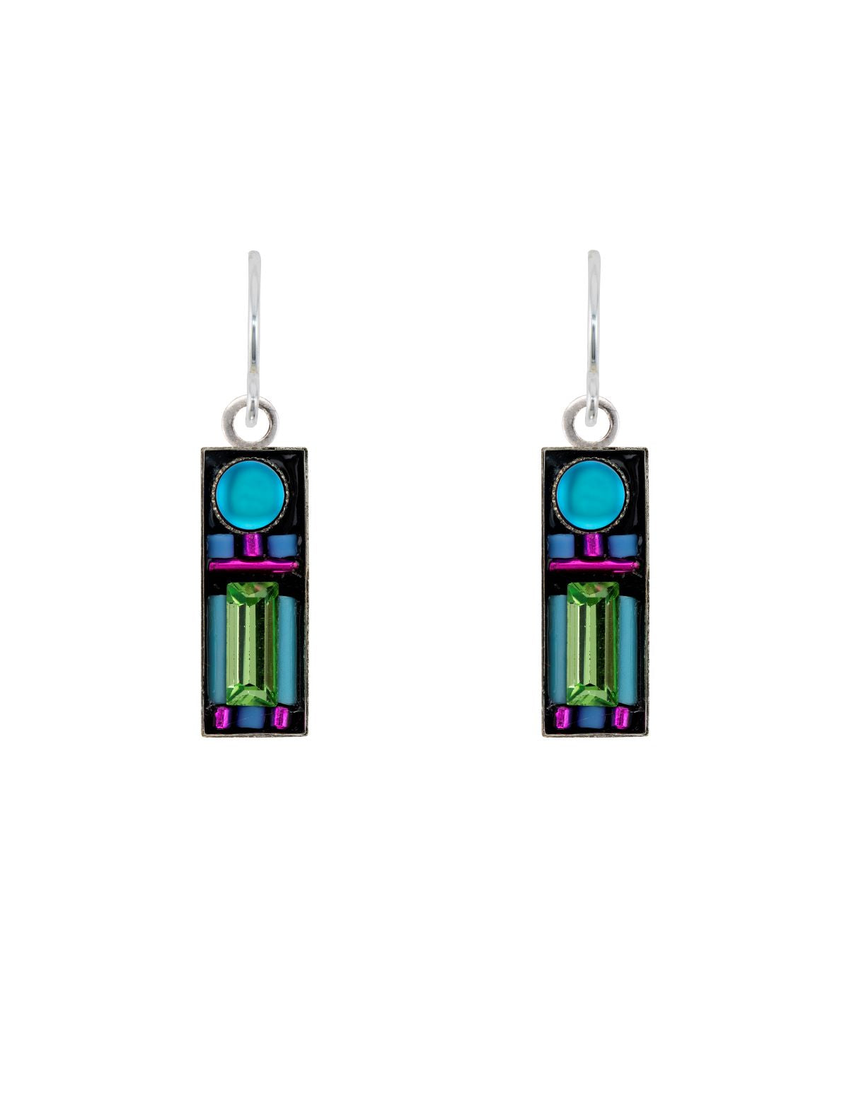E491-BB Moonlight Rectangle Earrings- Bermuda Blue