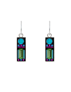 E491-BB Moonlight Rectangle Earrings- Bermuda Blue
