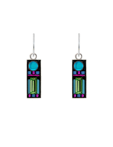 E491-BB Moonlight Rectangle Earrings- Bermuda Blue