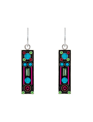 E492-BB Moonlight Long Rectangle Earrings- Bermuda Blue