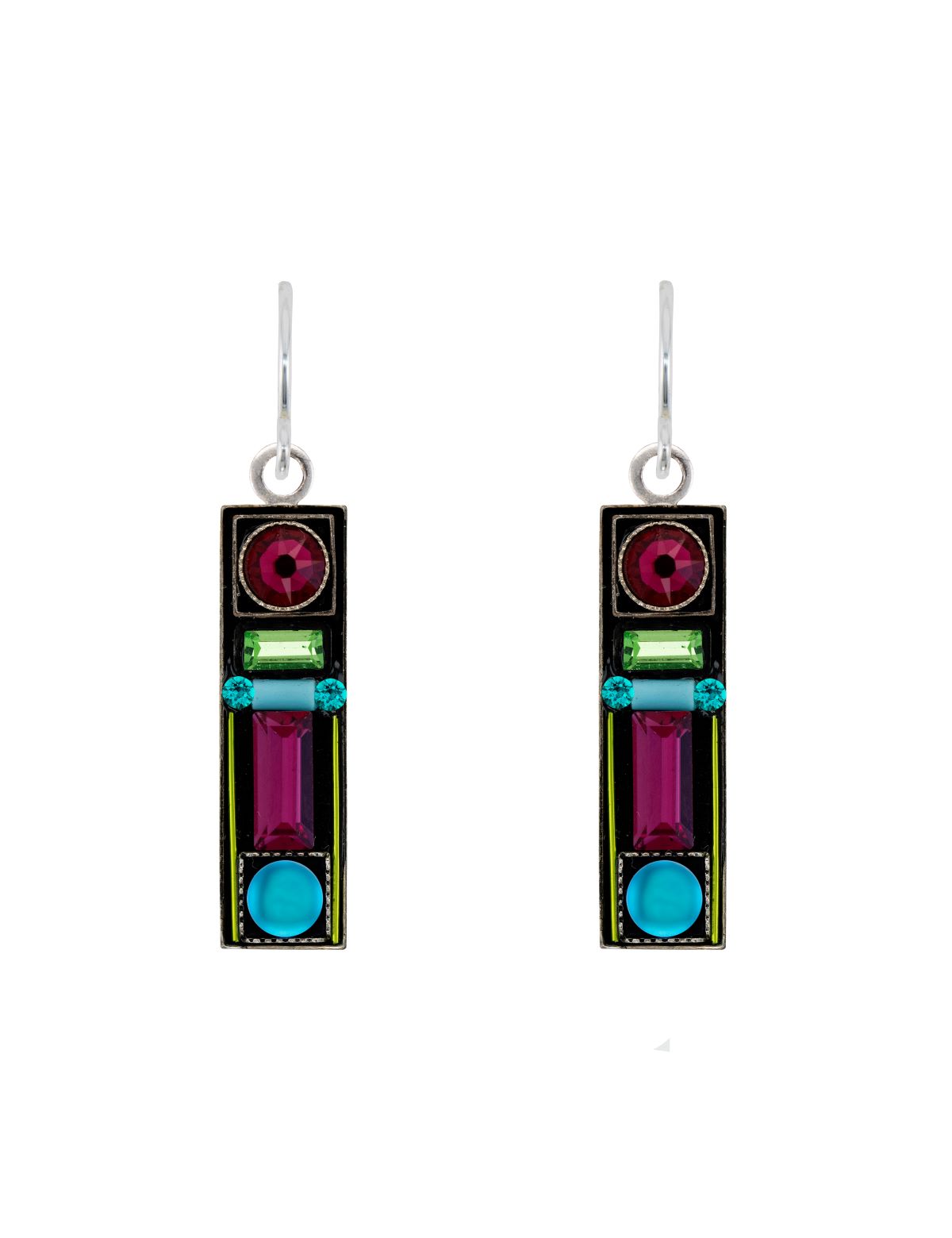 E493-BB Moonlight Long Rectangle Earrings- Bermuda Blue