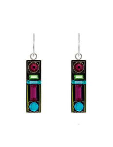 E493-BB Moonlight Long Rectangle Earrings- Bermuda Blue
