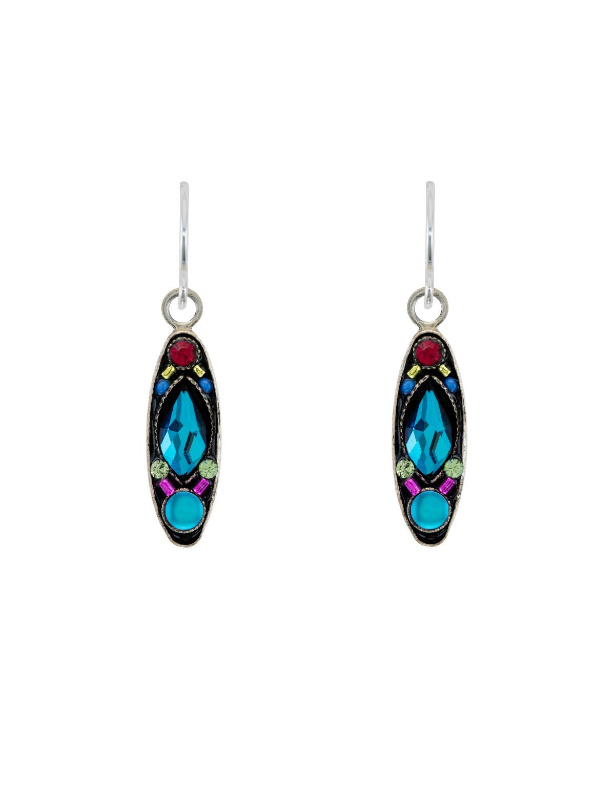 E494-BB Moonlight Med. Oval Earrings- Bermuda Blue