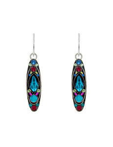 E495-BB Moonlight Long Oval Earrings- Bermuda Blue