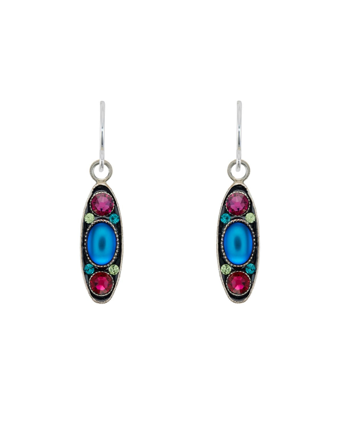 E496-BB Moonlight  Med. Oval Earrings-Bermuda Blue