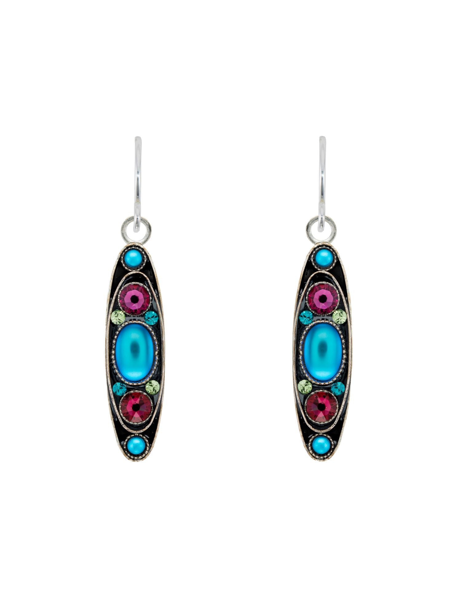 E497-BB Moonlight Long Oval Earrings-Bermuda Blue