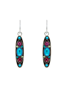 E497-BB Moonlight Long Oval Earrings-Bermuda Blue