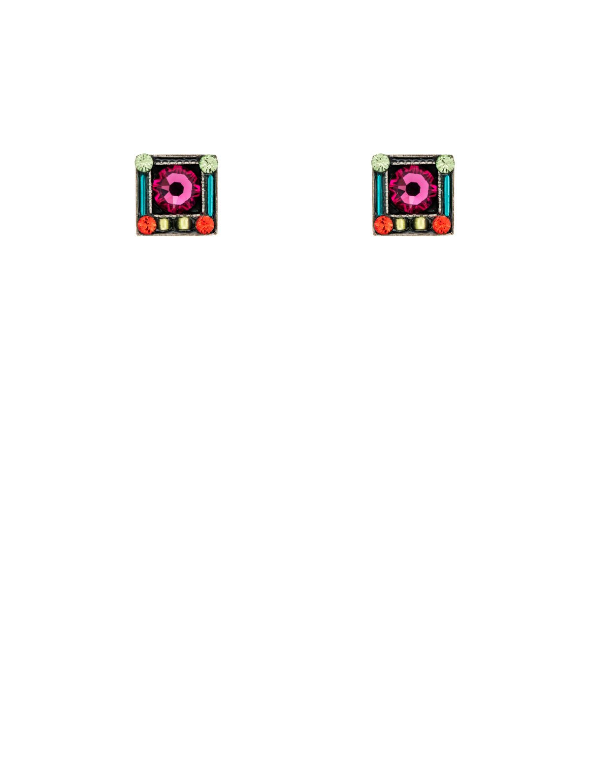 E500P-MC Stud Square Post Earrings-Multicolor
