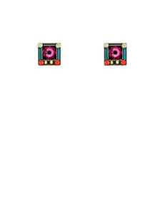 E500P-MC Stud Square Post Earrings-Multicolor