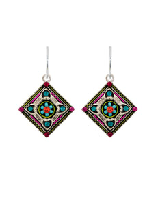 E509-MC Filigree Diamond Earrings-Multicolor