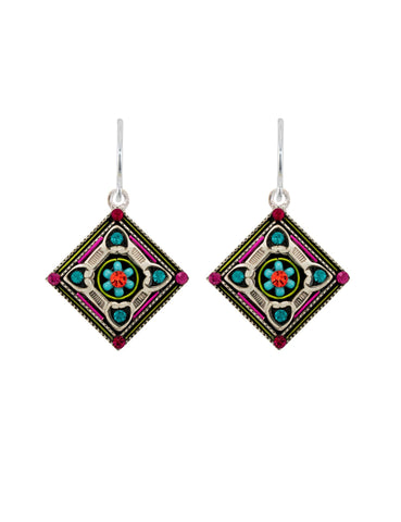 E509-MC Filigree Diamond Earrings-Multicolor