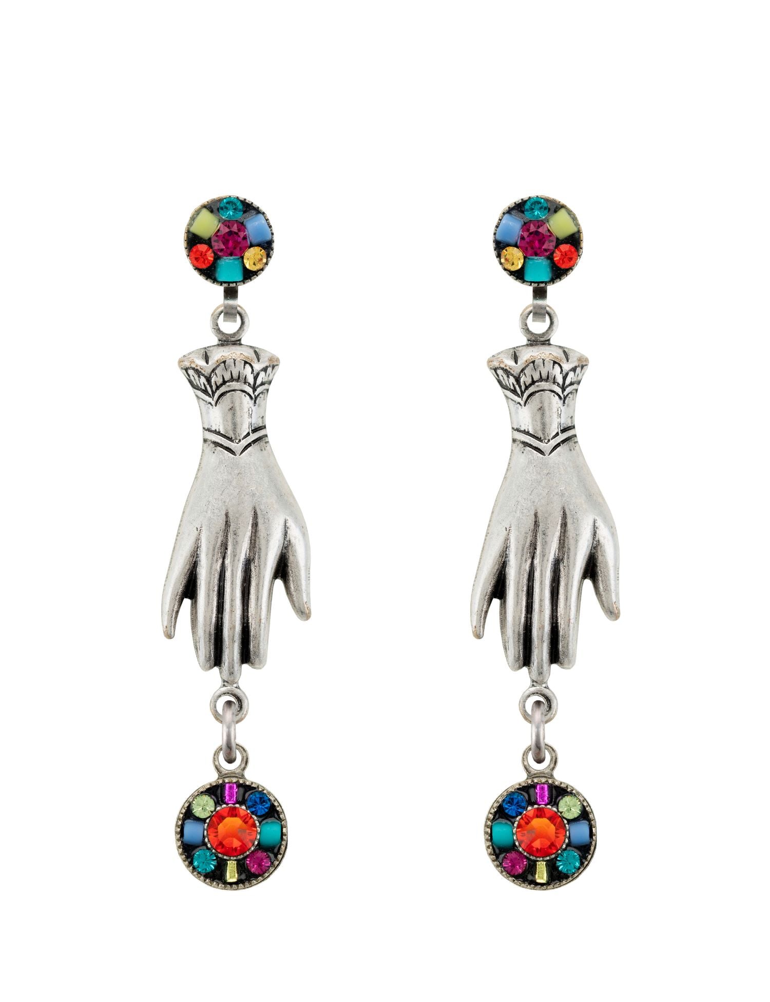 E512P-MC Victorian Hand Earrings - Multicolor