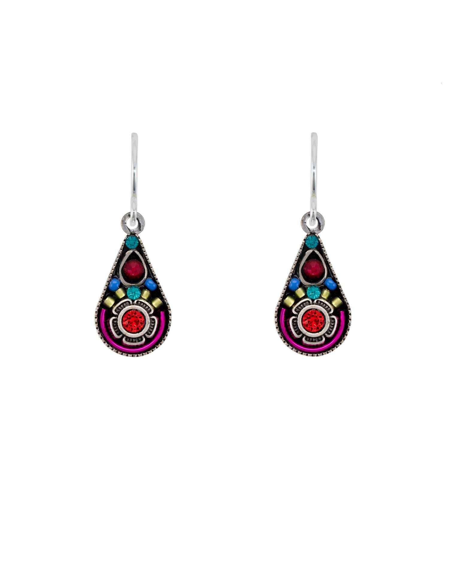 E516-MC Filigree Drop Earrings-Multicolor