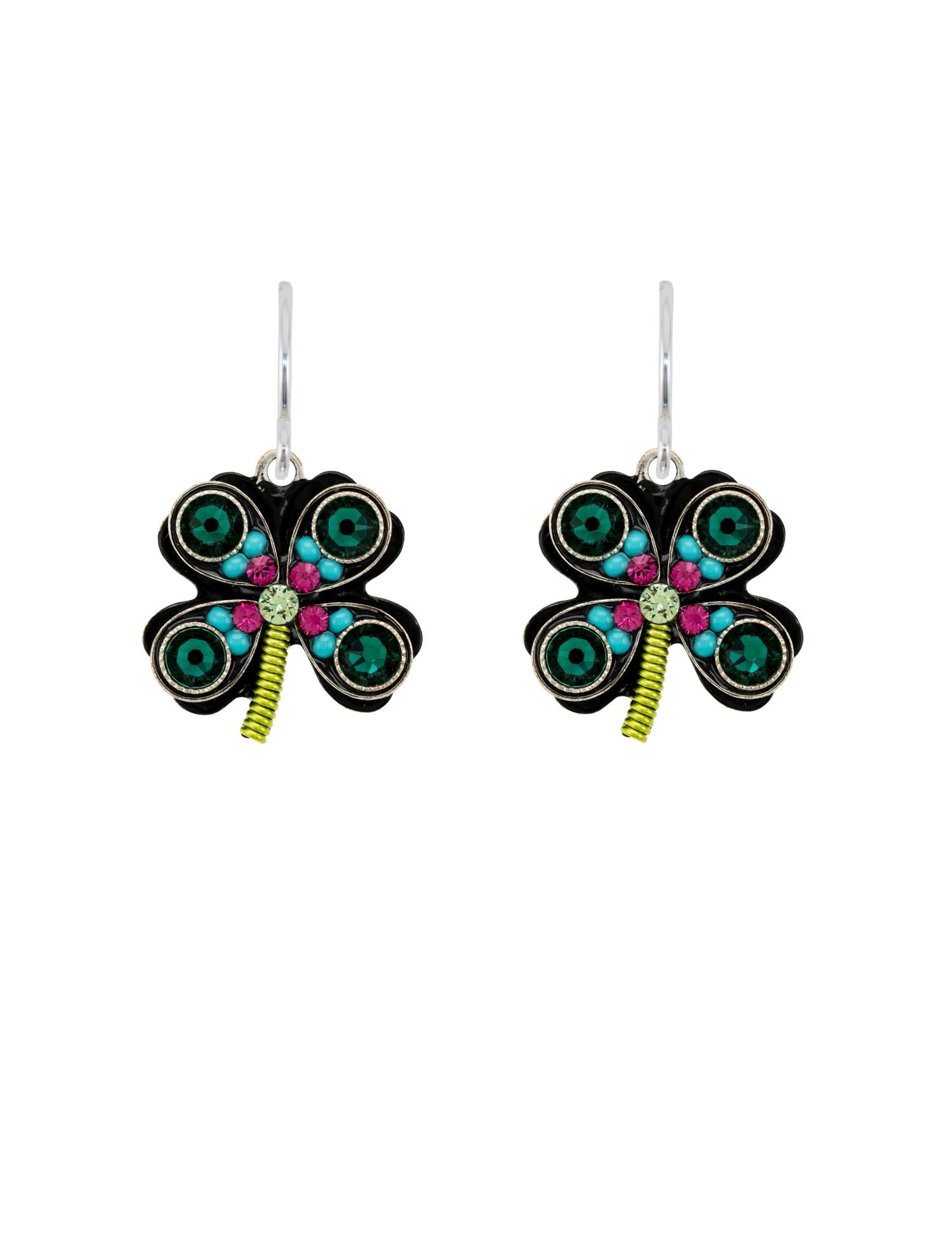 E521-MC Shamrock Earrings-Multicolor