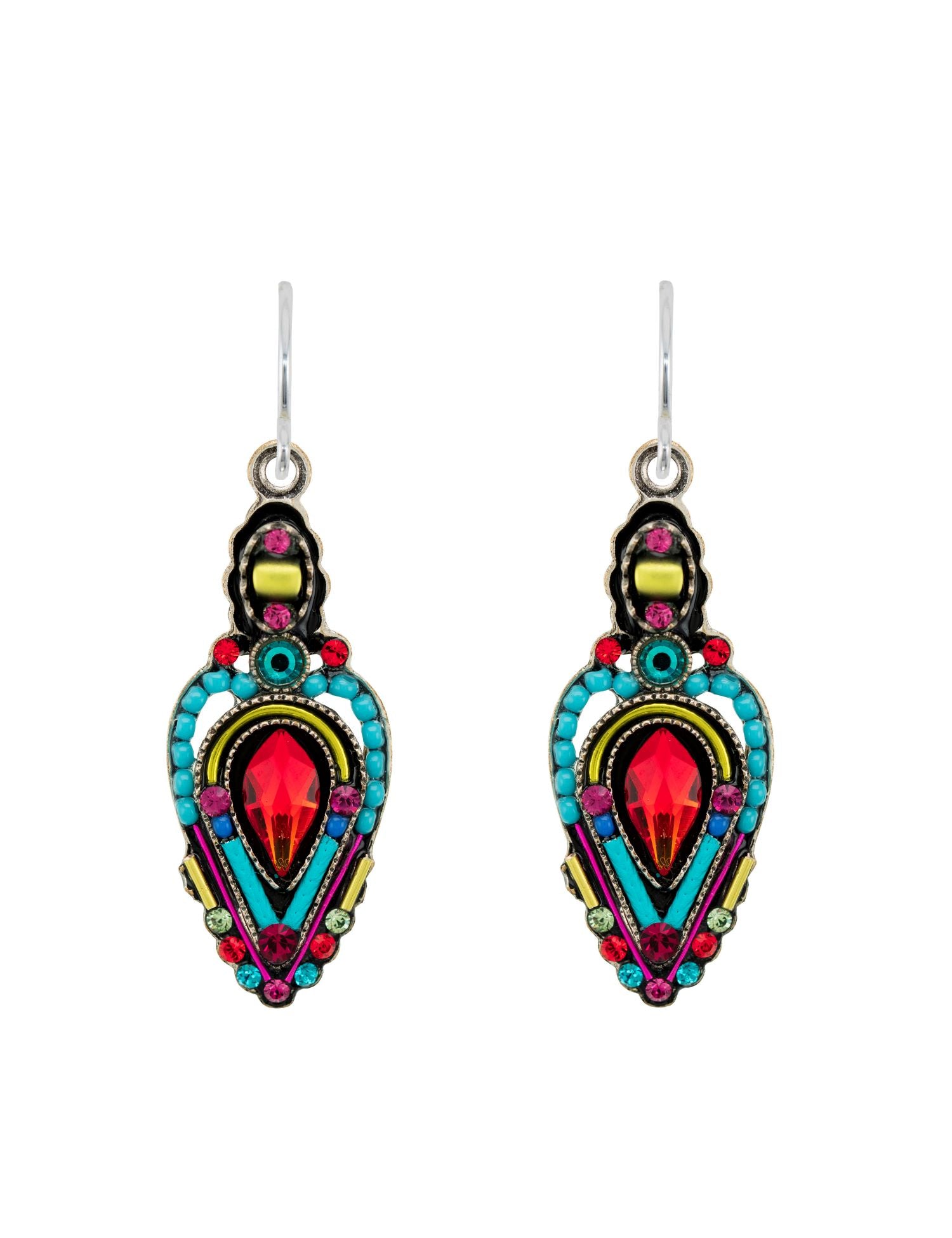 E527-MC Amphora Shaped Earrings-Multicolor
