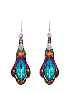 E529-MC Large Navette Earrings-Multicolor