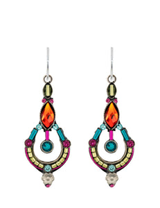 E530-MC Hoop Drop Earrings-Multicolor