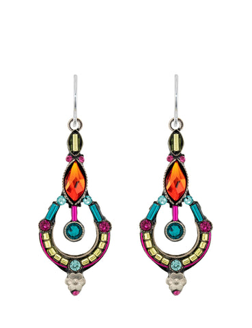 E530-MC Hoop Drop Earrings-Multicolor