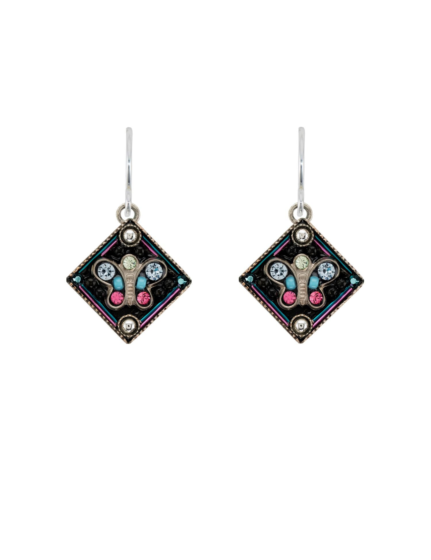 E533-LB Butterfly Diamond Earrings-Light Blue