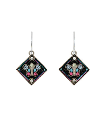 E533-LB Butterfly Diamond Earrings-Light Blue