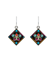 E533-MC Butterfly Diamond Earrings-Multicolor