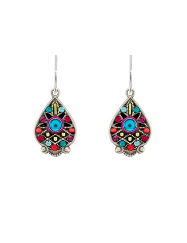 E534-MC Filigree Small Drop Earrings-Multicolor