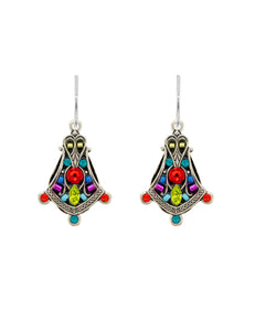 E536-MC Filigree Bell Earrings-Multicolor