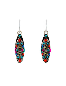 E537-MC Filigree Long Oval Earrings-Multicolor
