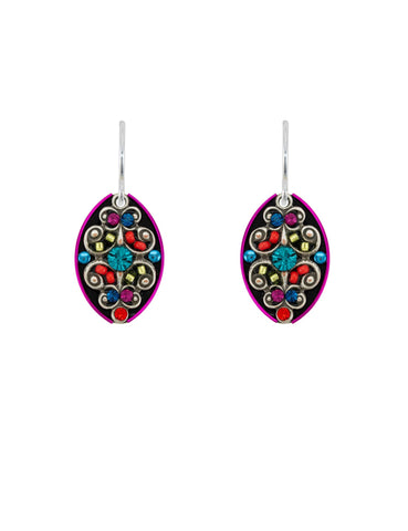 E538-MC Filigree Oval Earrings-Multicolor