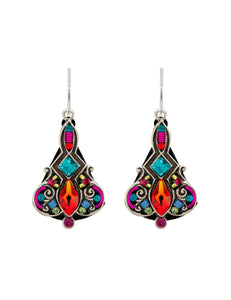 E542-MC Filigree Triangular Earrings-Multicolor