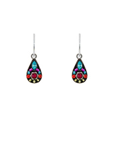 E544-MC Filigree Heart Small Drop Earrings-Multicolor