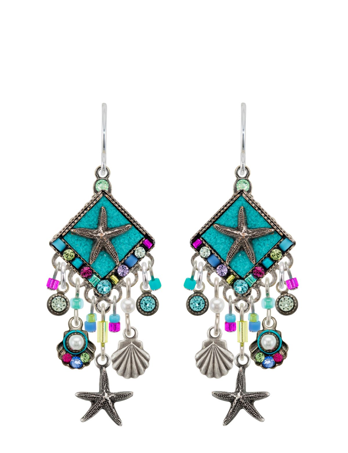 E555-SOFT Playa Starfish Fringe Earrings-Soft