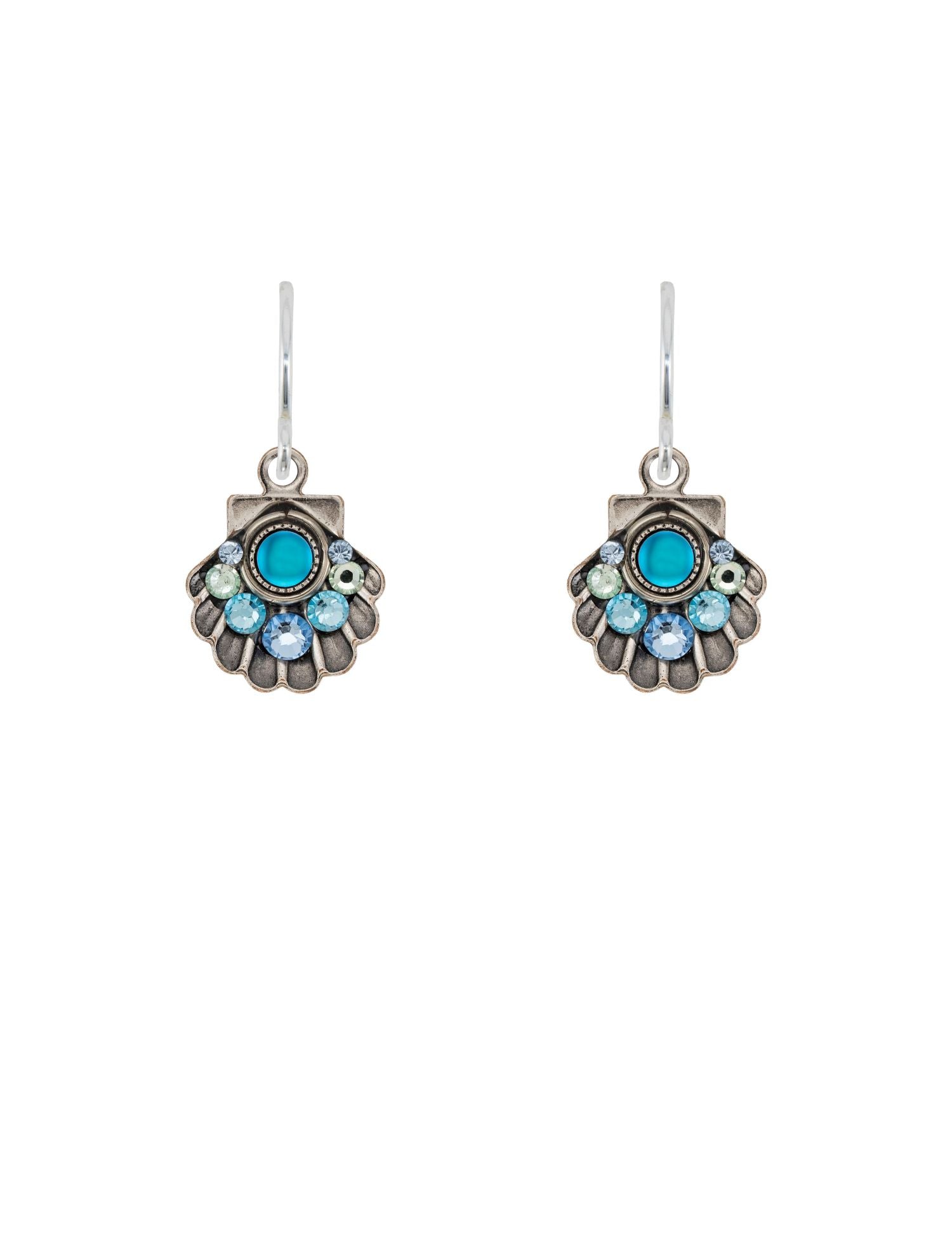E559-LB Moonlight Beach Shell Earrings-Light Blue