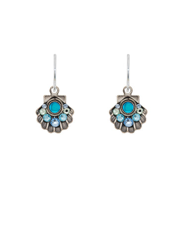 E559-LB Moonlight Beach Shell Earrings-Light Blue