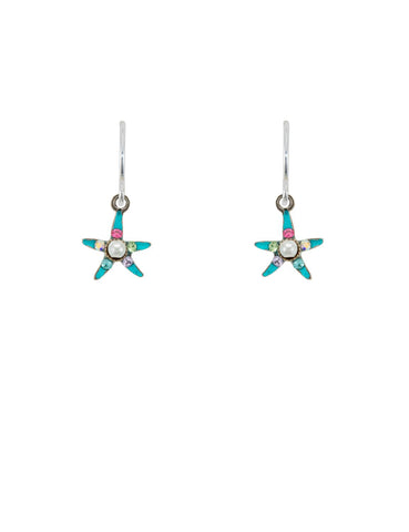 E564-SOFT Beach Glass Mini Starfish Earrings-Soft