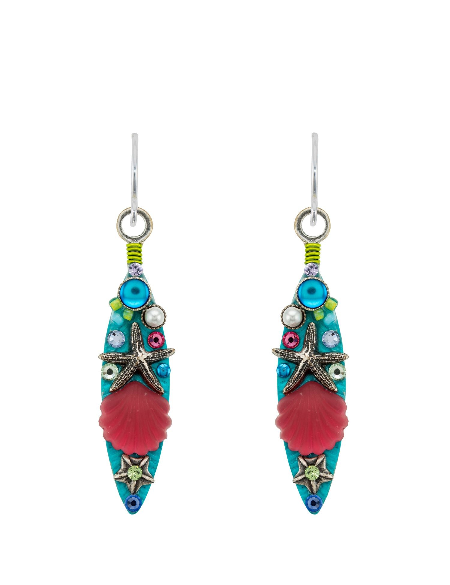 E566-SOFT Beach Glass Navette Earrings-Soft