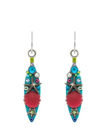 E566-SOFT Beach Glass Navette Earrings-Soft