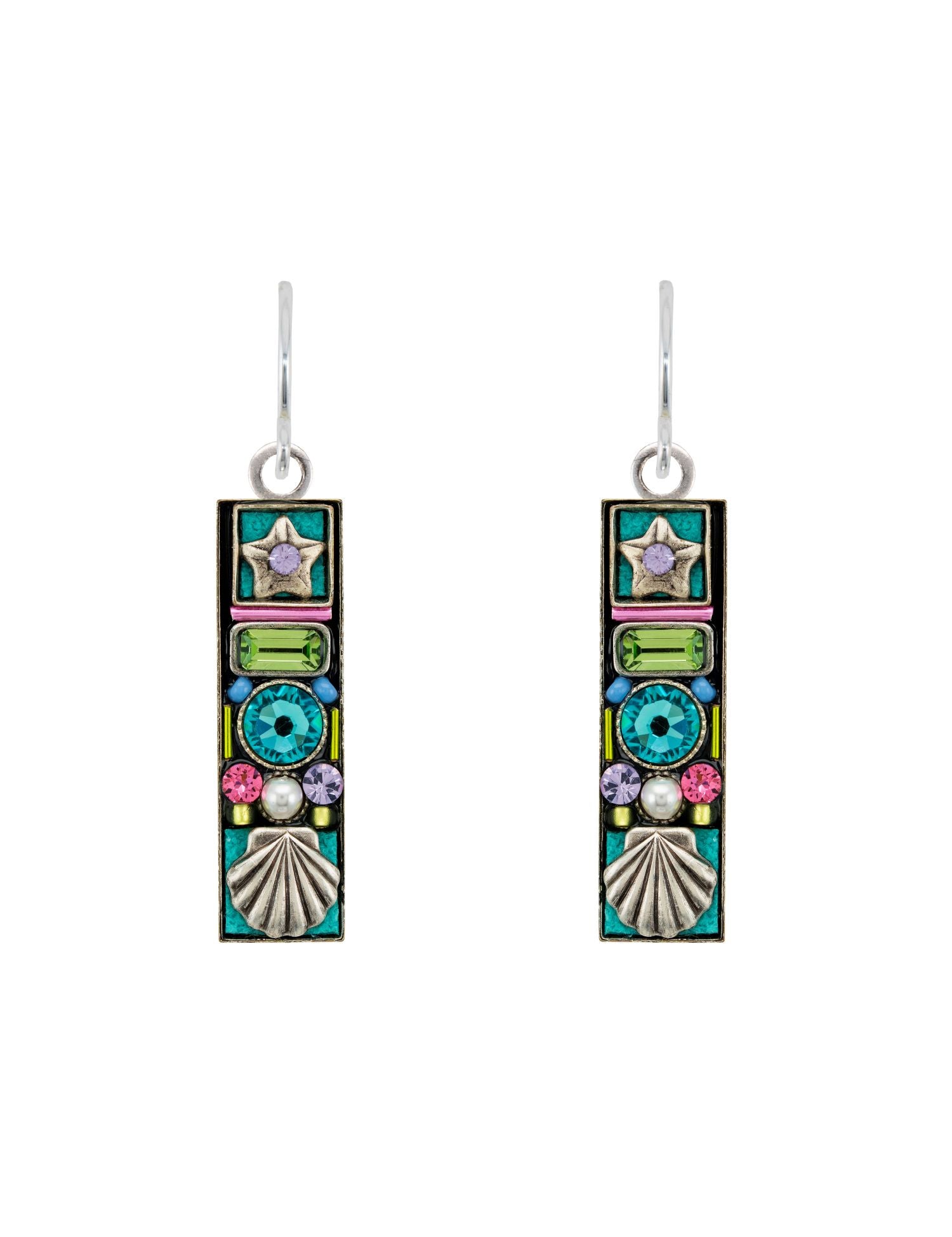 E567-SOFT Beach Glass Rectangle Earrings-Soft