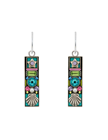 E567-SOFT Beach Glass Rectangle Earrings-Soft