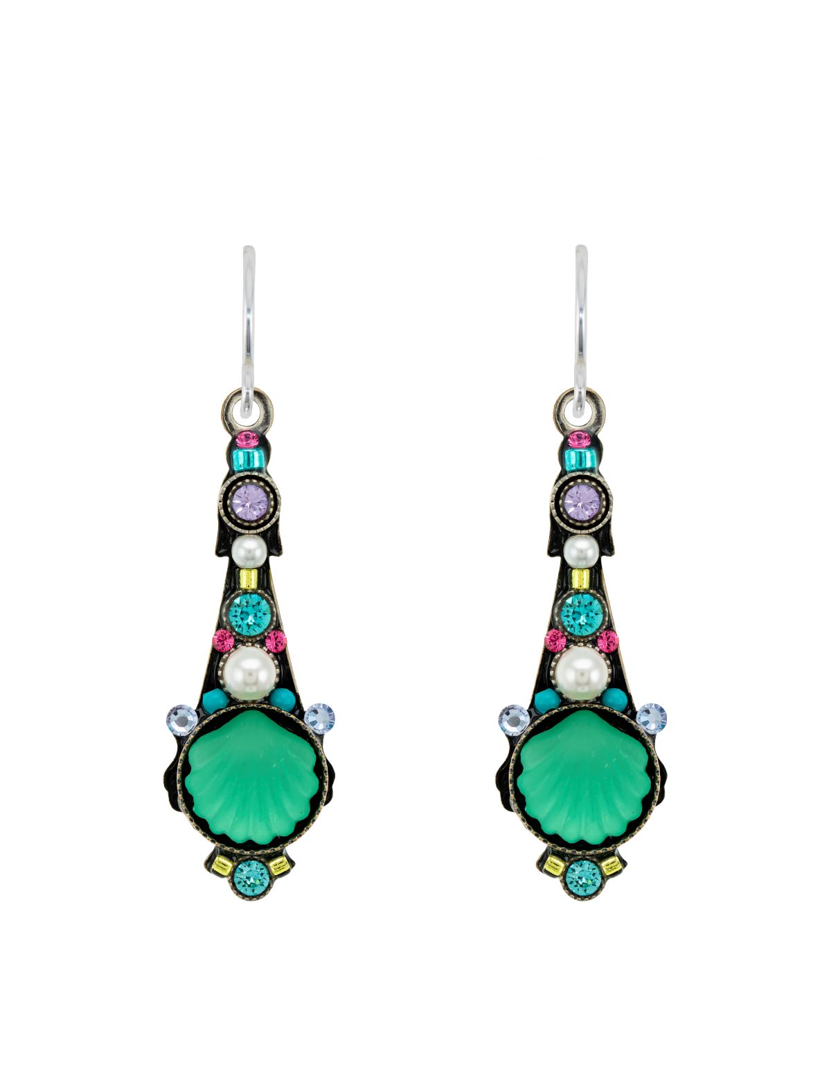 E569-SOFT Beach Glass Long Drop Earrings-Soft