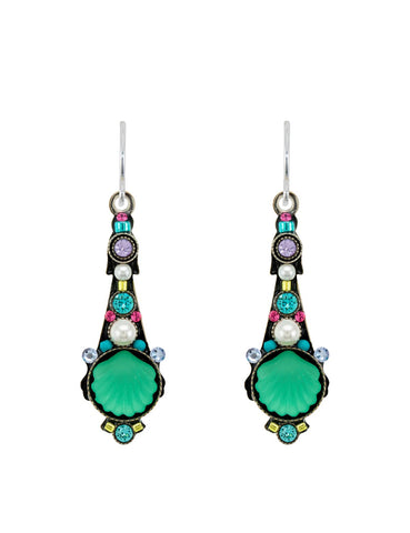 E569-SOFT Beach Glass Long Drop Earrings-Soft