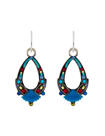 E570-JT Moonlight Beach Glass Oval Hoop Earrings-Jewel Tone