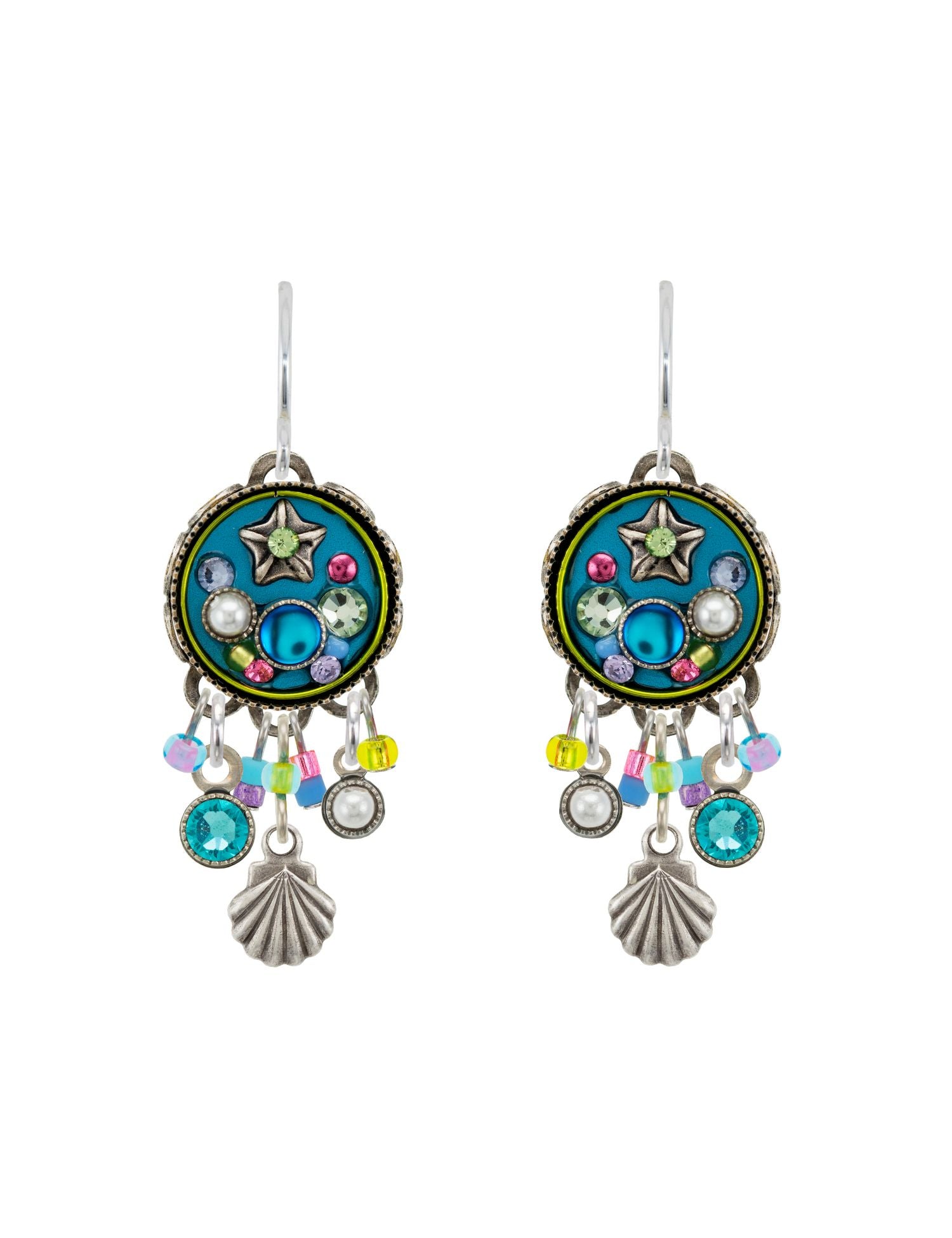 E573-SOFT Beach Glass Fringe Earrings-Soft
