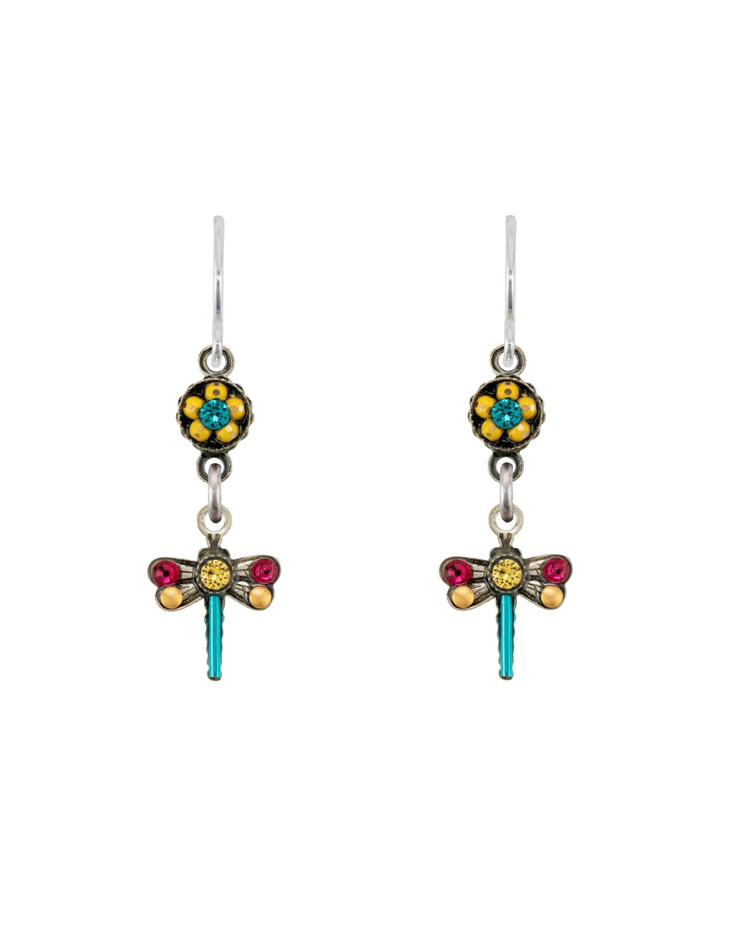 E596-BLZ Mini Dragonfly Earrings-Blue Zircon