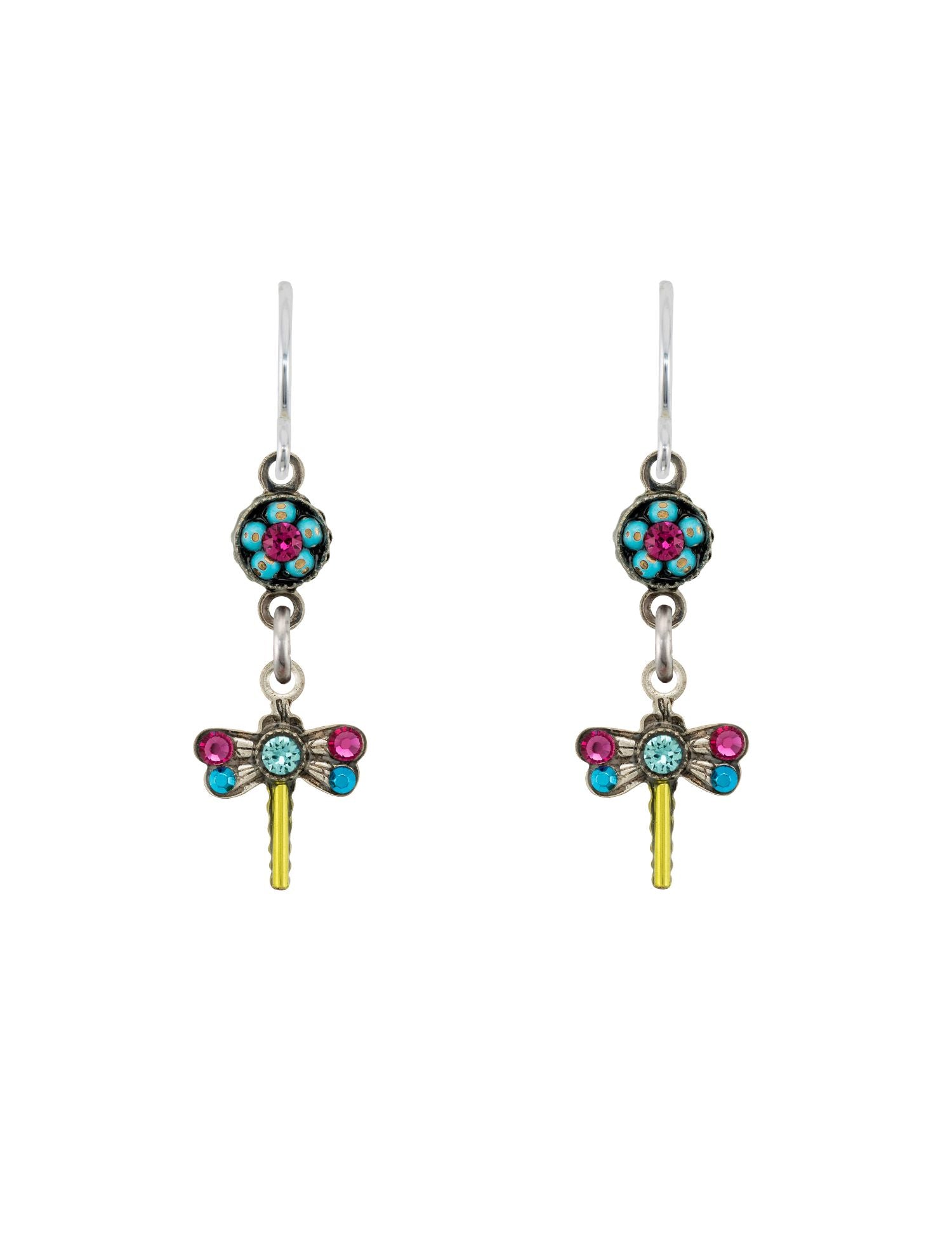 E596-FH Mini Dragonfly Earrings-Fuchsia