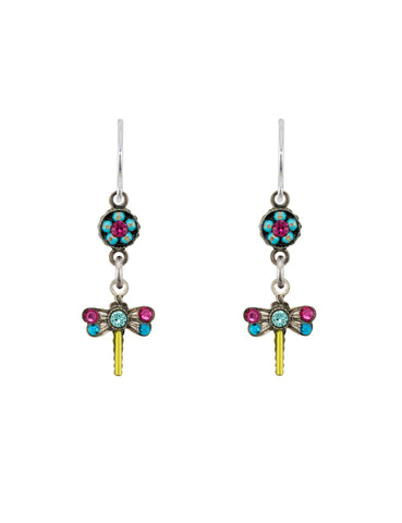 E596-FH Mini Dragonfly Earrings-Fuchsia